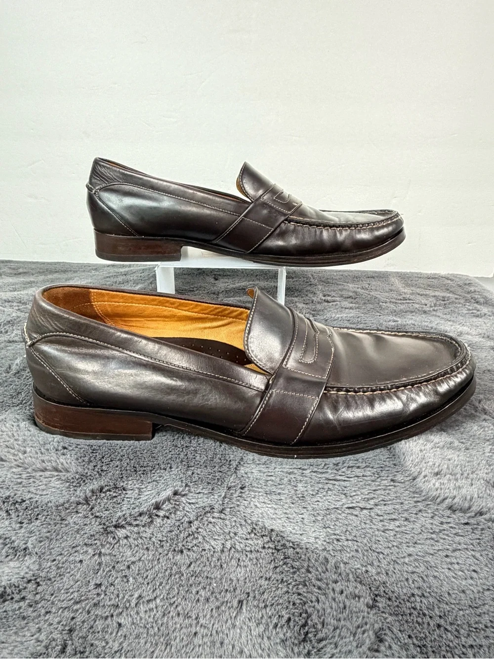 Cole Haan Men’s 12M Brown Leather Penny Loafers Moc Toe Dress Shoes